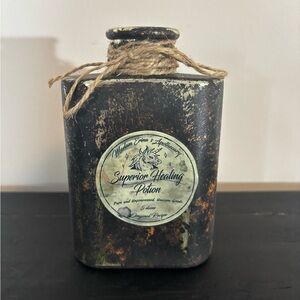 Handmade Rustic Black and Gold Apothecary Bottle